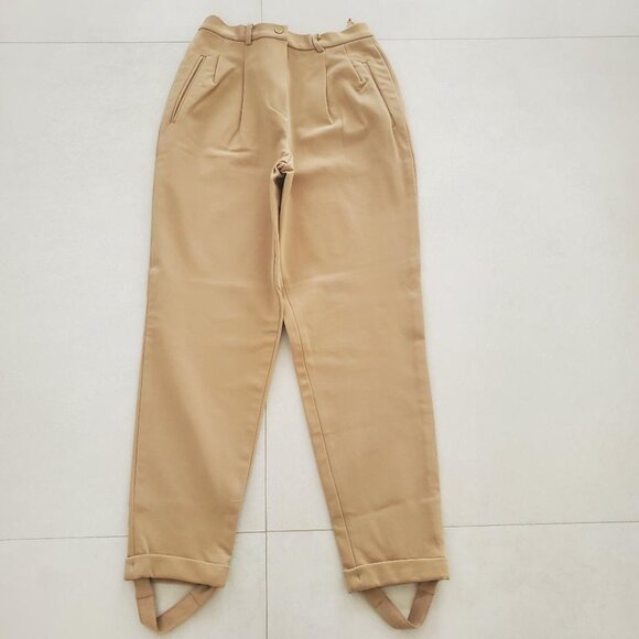 DKNY Camel/Tan Color Detachable Stirrup Strap Stretch Equestrian Style Pants 8 - Picture 1 of 10